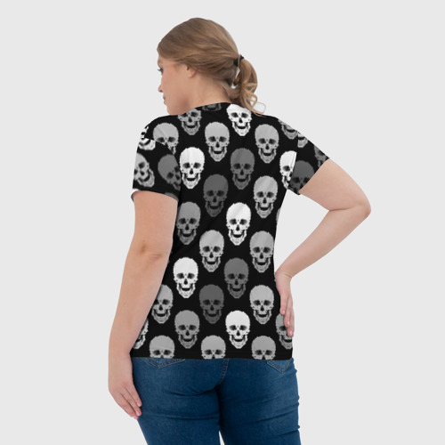 Женская футболка 3D Черно-белый готические черепа, цвет 3D печать - фото 7