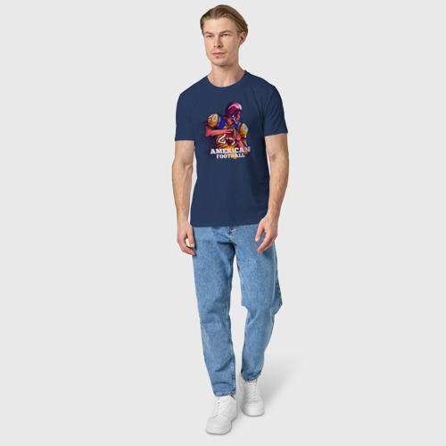 Мужская футболка хлопок Американский футбол, цвет темно-синий - фото 5