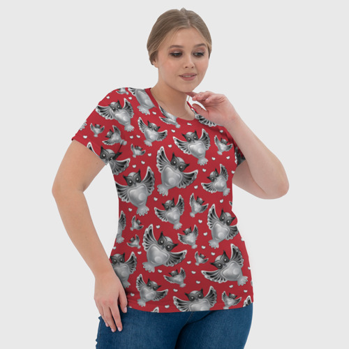 Женская футболка 3D с принтом Серебряные совы, фото #4