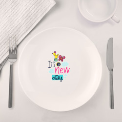 Набор: тарелка + кружка Надпись это новый день - фото 2