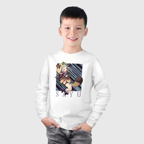 Детский лонгслив хлопок с принтом Саю Genshin Impact, фото на моделе #1