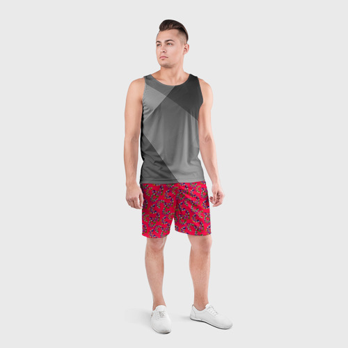 Мужские шорты спортивные Бабочки на красном фоне , цвет 3D печать - фото 4
