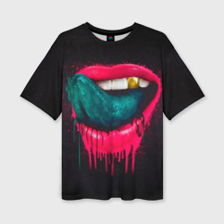 Женская футболка oversize 3D Ядовитый поцелуй