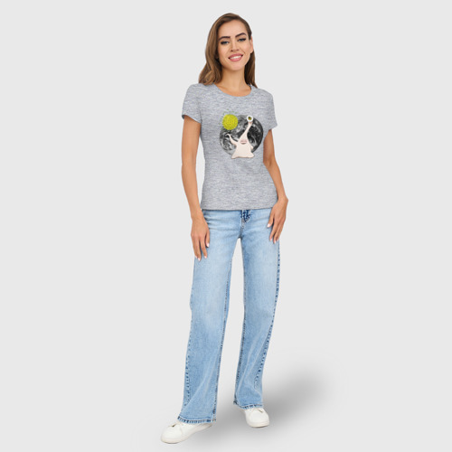 Женская футболка хлопок Slim Миги, цвет меланж - фото 5