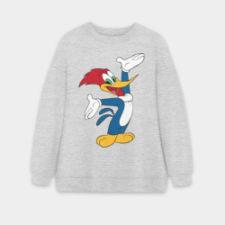 Женский свитшот oversize без начеса хлопок Дятел Вуди позирует