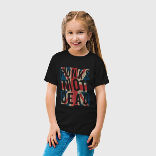 Детская футболка хлопок с принтом Punks not dead, вид сбоку #3