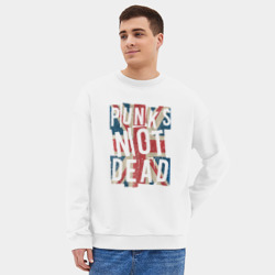 Мужской свитшот oversize без начеса хлопок Punks not dead - фото 2