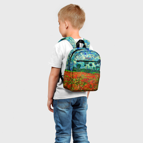 Детский рюкзак 3D с принтом Поле с маками, Ван Гог, фото на моделе #1