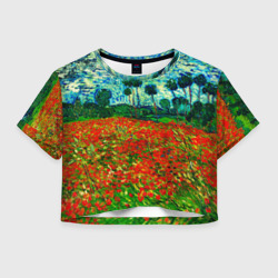 Женская футболка Crop-top 3D Поле с маками, Ван Гог