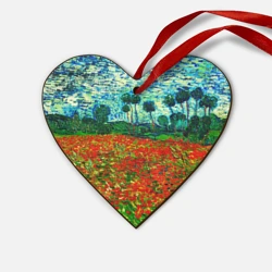 Деревянная игрушка Сердце Поле с маками, Ван Гог