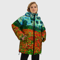 Женская зимняя куртка Oversize Поле с маками, Ван Гог - фото 2