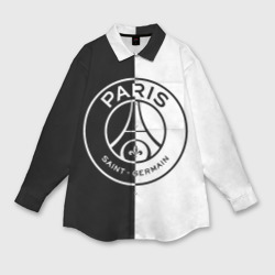 Женская рубашка oversize 3D ФК ПСЖ PSG black & white