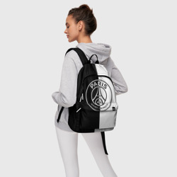 Рюкзак с принтом ФК ПСЖ PSG black & white для любого человека, вид спереди №4. Цвет основы: белый
