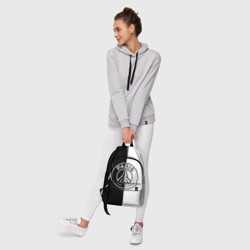 Рюкзак с принтом ФК ПСЖ PSG black & white для любого человека, вид спереди №6. Цвет основы: белый