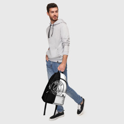 Рюкзак с принтом ФК ПСЖ PSG black & white для любого человека, вид спереди №5. Цвет основы: белый