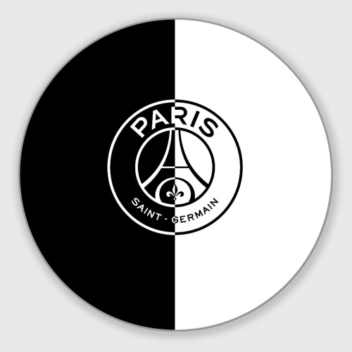 Круглый коврик для мышки ФК ПСЖ PSG black & white