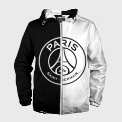 Мужская ветровка 3D ФК ПСЖ PSG black & white