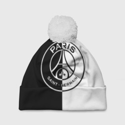 Шапка 3D c помпоном ФК ПСЖ PSG black & white