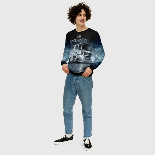 Мужской свитшот 3D с принтом Man фура, вид сбоку #3