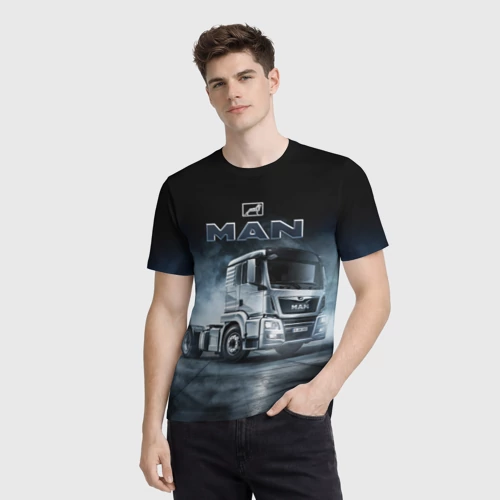 Мужская футболка 3D с принтом Man фура, фото на моделе #1