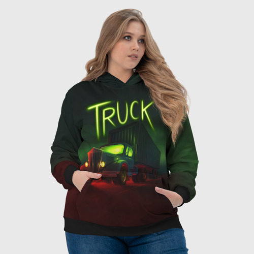 Женская толстовка 3D Truck neon, цвет 3D печать - фото 6