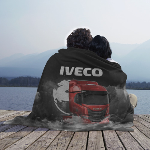 Плед 3D с принтом Iveco truck, вид сбоку #3