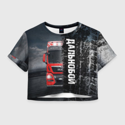 Женская футболка Crop-top 3D Дальнобой Red Truck