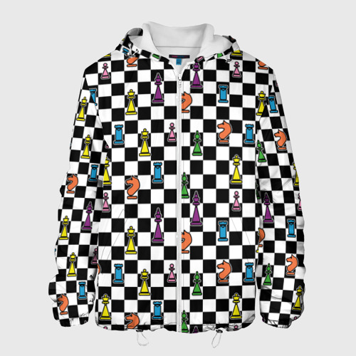 Мужская куртка 3D Яркая шахматная доска, цвет 3D печать