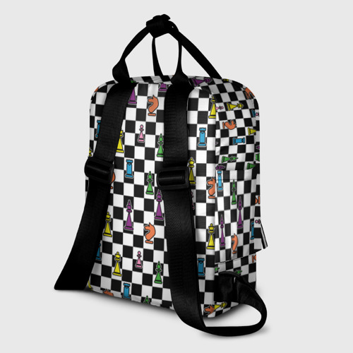 Женский рюкзак 3D с принтом Яркая шахматная доска, вид сзади #1