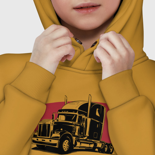 Детское худи Oversize хлопок Truck red, цвет горчичный - фото 7