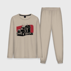 Мужская пижама с лонгсливом хлопок Truck red