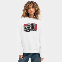 Женский свитшот oversize без начеса хлопок Truck red - фото 2