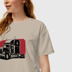Женская футболка хлопок Oversize Truck red - фото 2