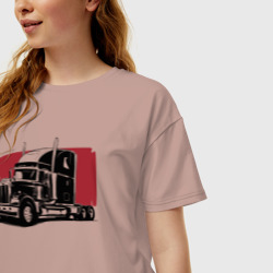 Женская футболка хлопок Oversize Truck red - фото 2