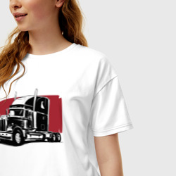 Женская футболка хлопок Oversize Truck red - фото 2