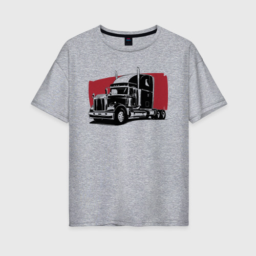 Женская футболка хлопок Oversize Truck red, цвет меланж