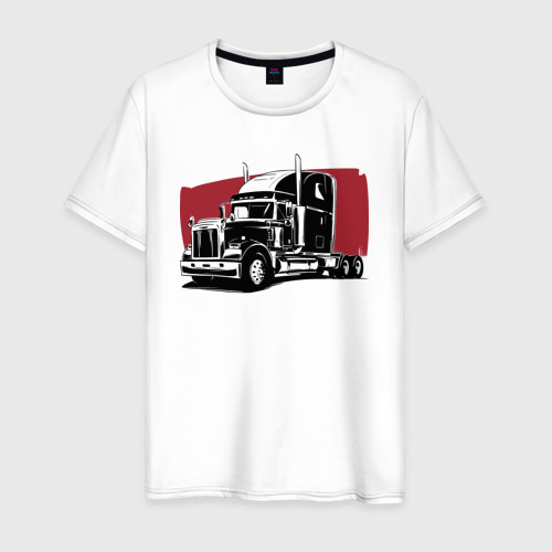 Мужская футболка из хлопка с принтом Truck red, вид спереди №1