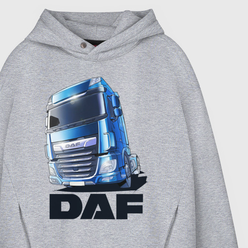 Мужское худи Oversize хлопок Daf Truck, цвет меланж - фото 4