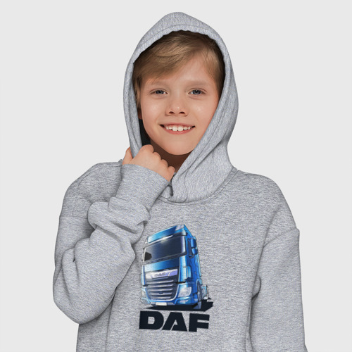 Детское худи Oversize хлопок Daf Truck, цвет меланж - фото 12