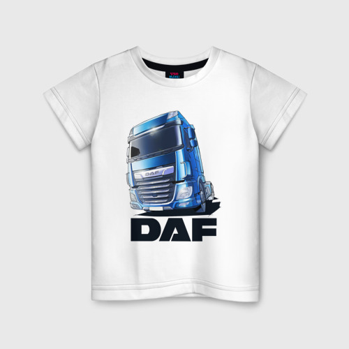 Детская футболка хлопок с принтом Daf Truck, вид спереди #2