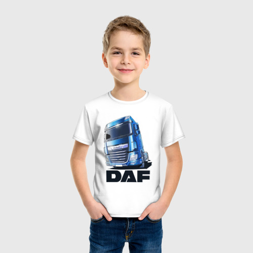Детская футболка хлопок с принтом Daf Truck, фото на моделе #1