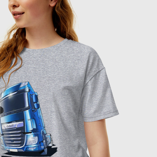 Женская футболка хлопок Oversize Daf Truck, цвет меланж - фото 3