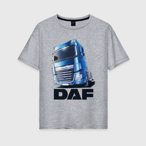 Женская футболка хлопок Oversize Daf Truck, цвет меланж