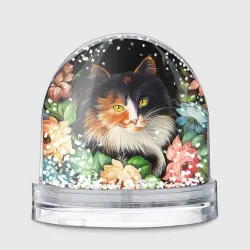 Игрушка Снежный шар Трёхцветная кошка