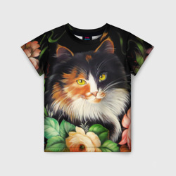 Детская футболка 3D Трёхцветная кошка