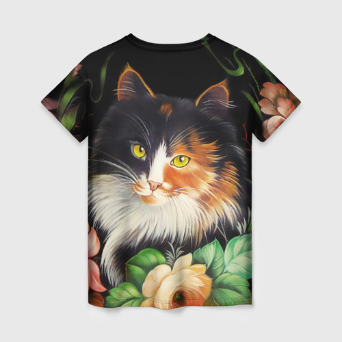 Женская футболка 3D Трёхцветная кошка, цвет 3D печать - фото 2