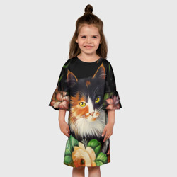 Детское платье 3D Трёхцветная кошка - фото 2