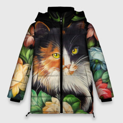 Женская зимняя куртка Oversize Трёхцветная кошка