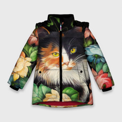 Зимняя куртка для девочек 3D Трёхцветная кошка