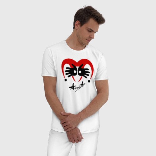 Мужская пижама хлопок Черная метка - Алиса, цвет белый - фото 3